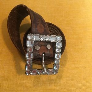Brown jeweled leather belt